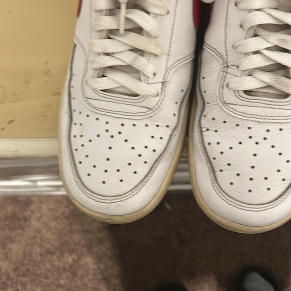 White with red swoosh Nike courts - Picture 3 of 5